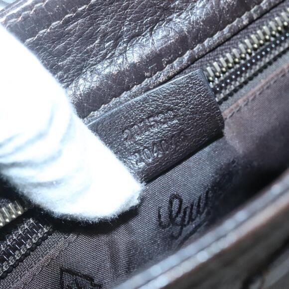 GUCCI GG Canvas Guccissima Bag Leather Dark Brown Gold - Picture 12 of 16